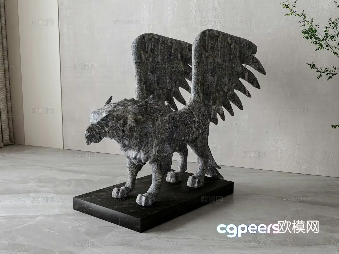 Stone Sculpture Animal Sculpture Art Ornament 3D Model