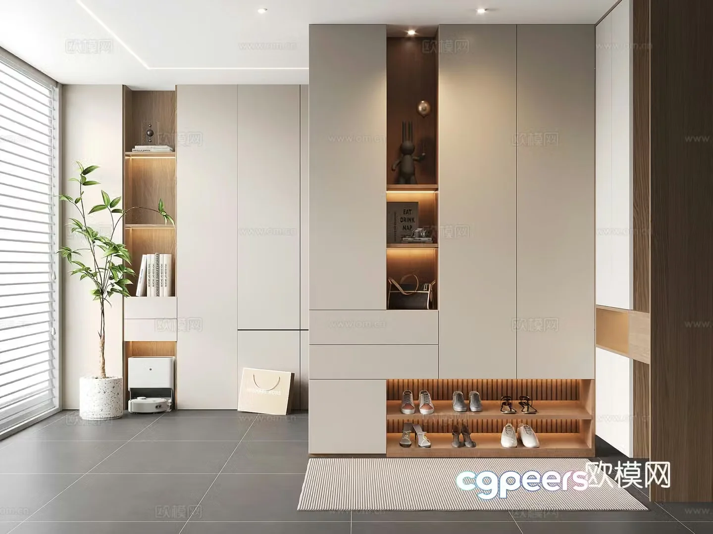 Modern porch shoe cabinet partition shoe cabinet entrance shoe cabinet decorative cabinet 3D model
