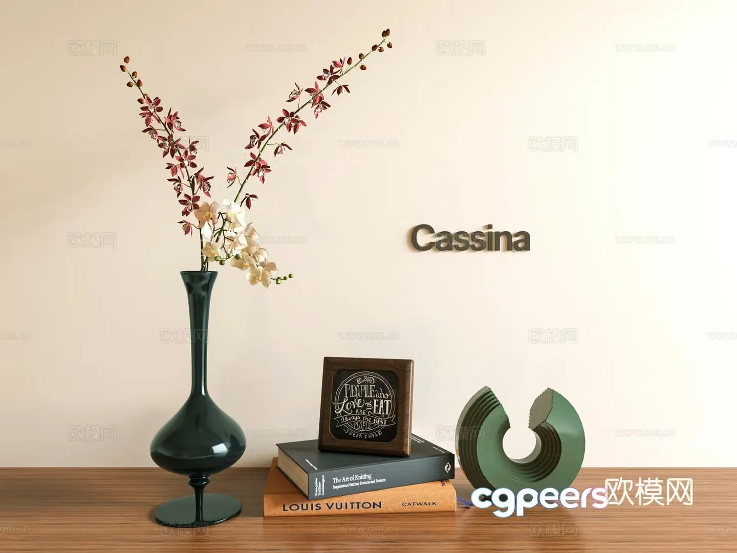 Middle-aged ornament combination vase dried flowers book ornament desktop ornament book 3D model