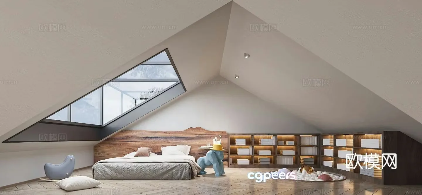 Modern loft bedroom 3d model