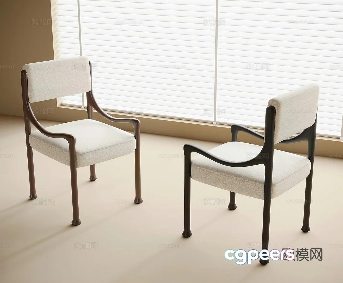 Medieval style single chair dining chair tea chair book chair 3D model