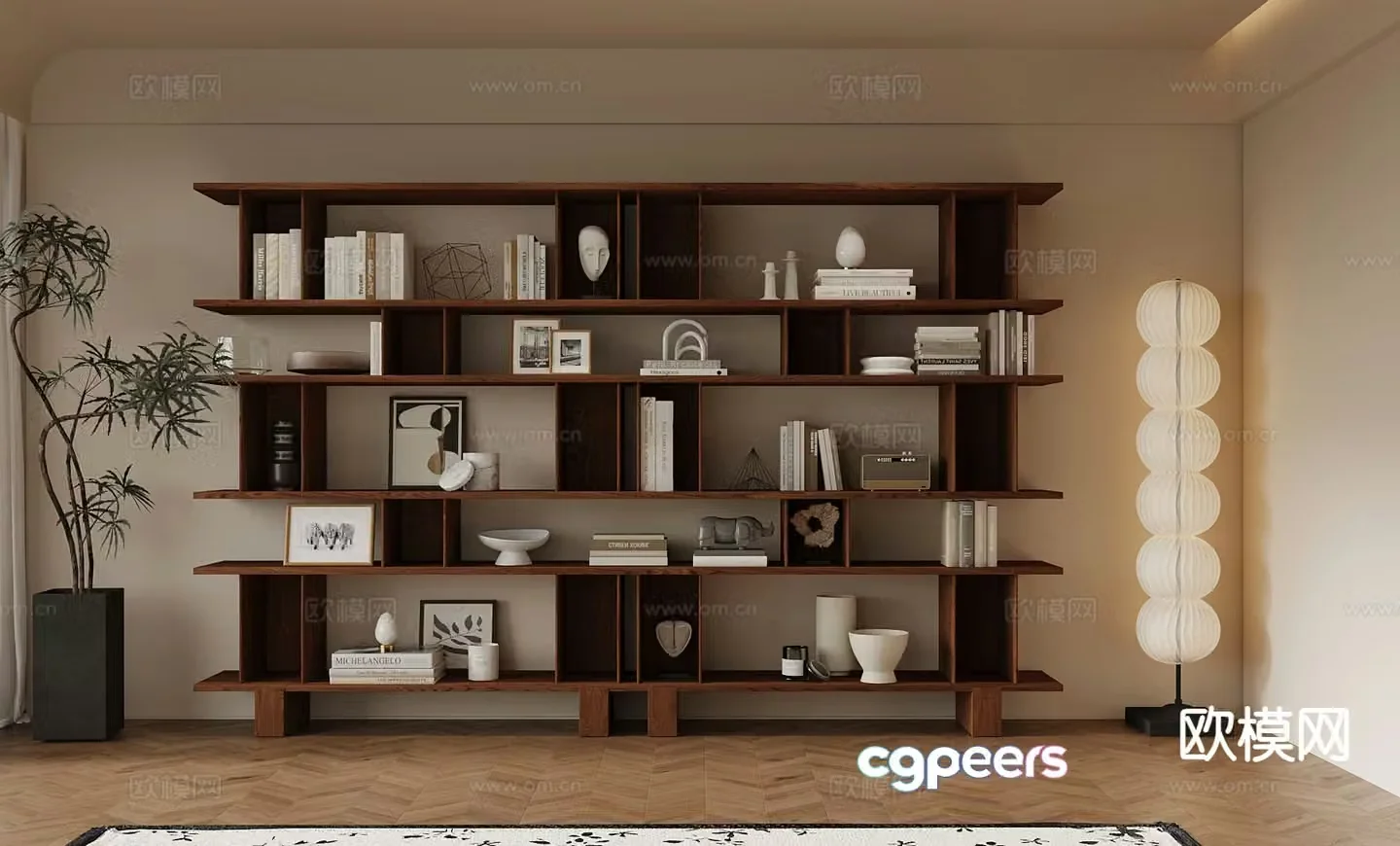 Medieval style bookcase bookshelf 3d model