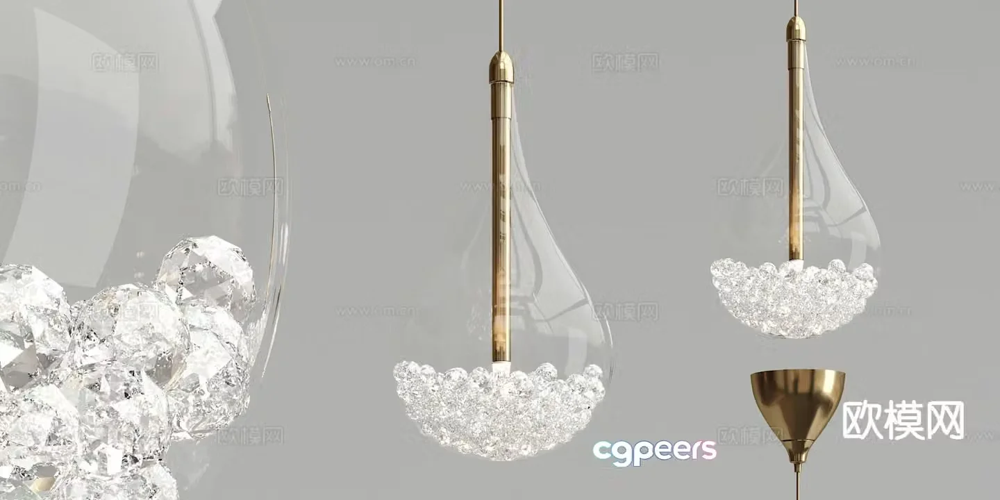 Modern glass crystal lamp small chandelier 3d model