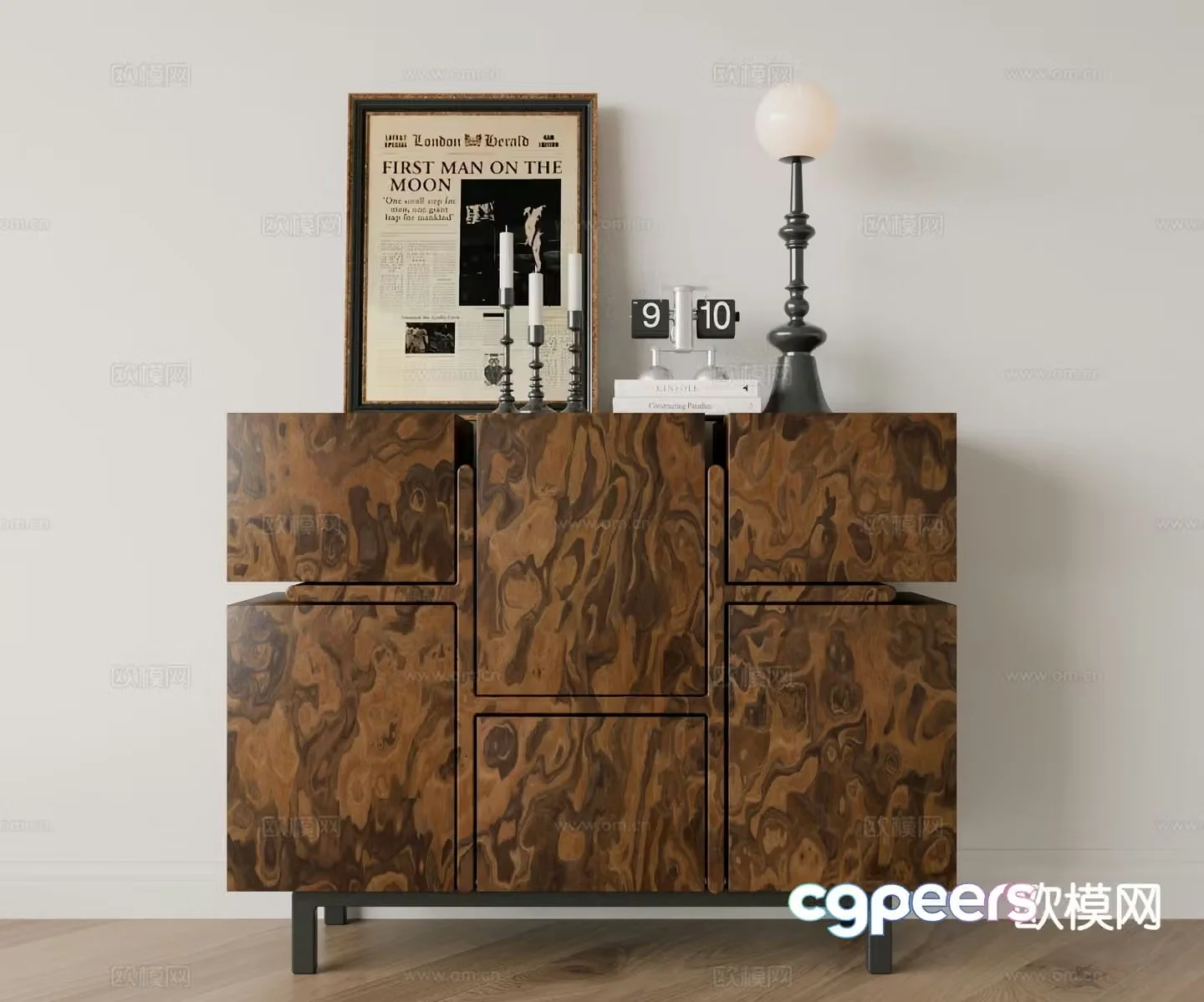 Medieval style side cabinet and entrance cabinet 3D model