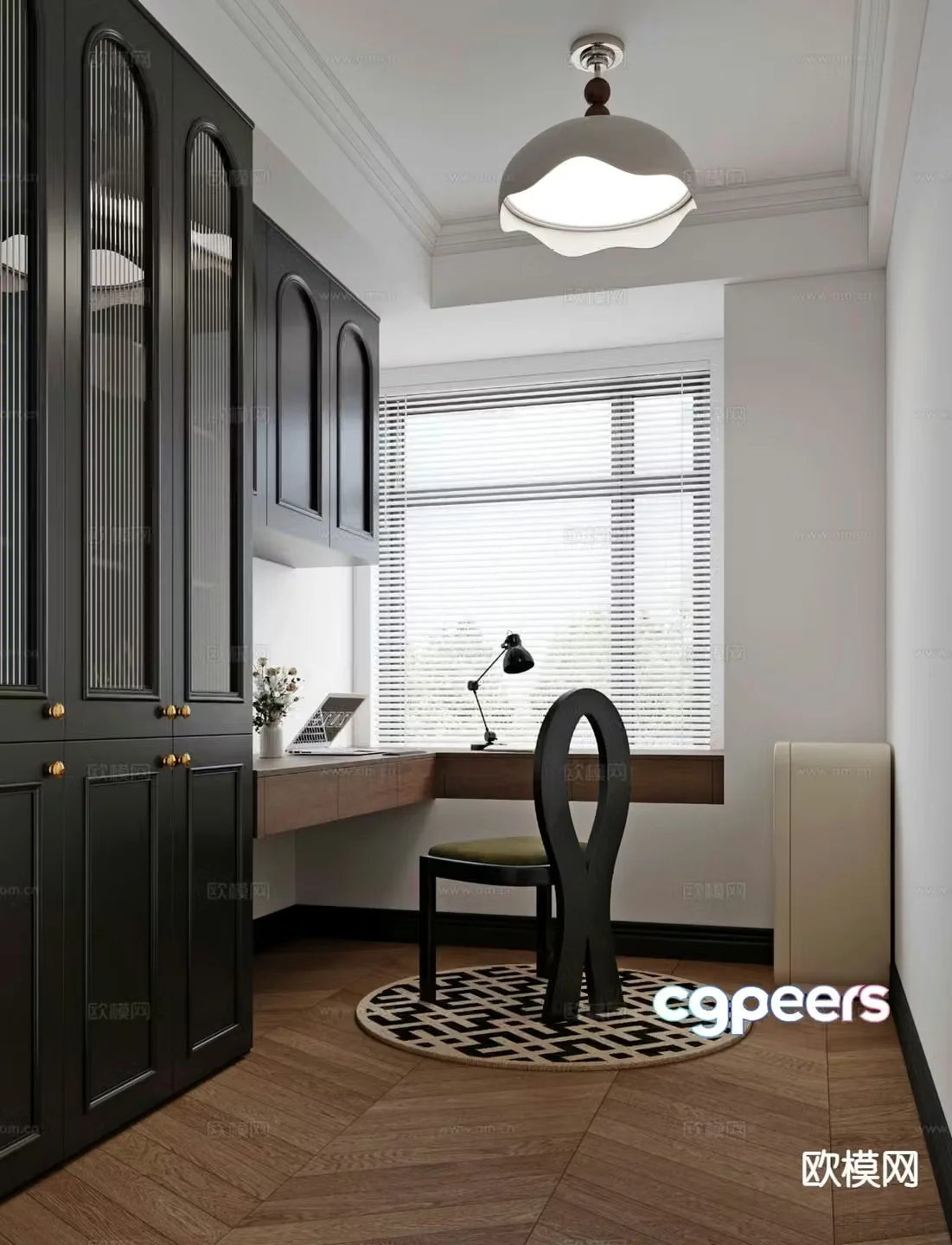 French study room 3D model