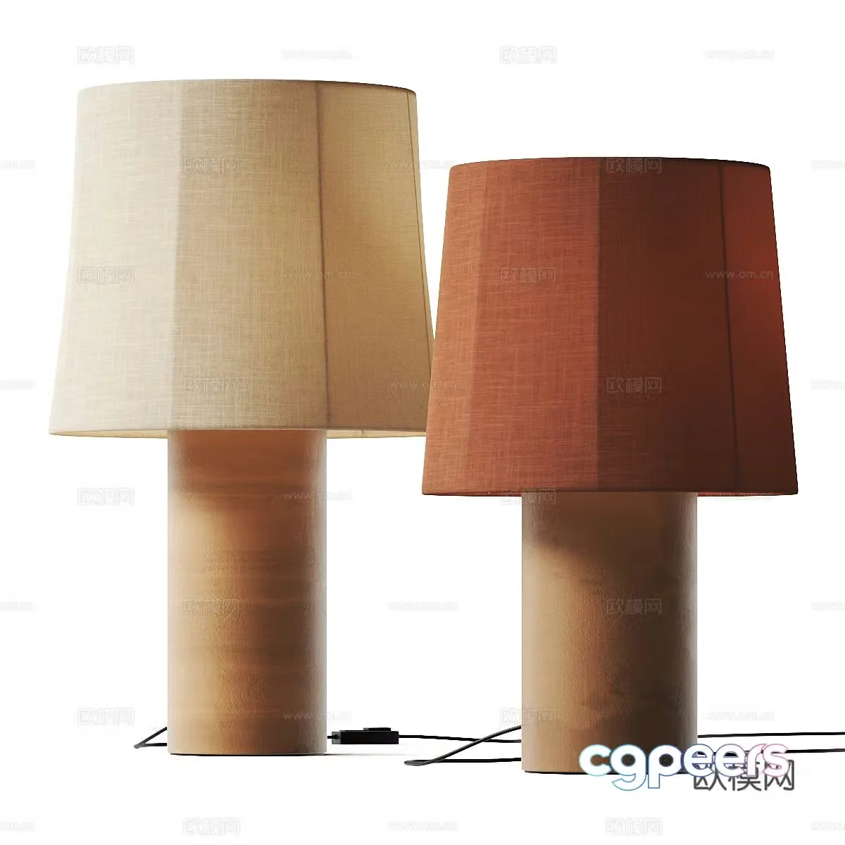 New Chinese style Wasabi fabric table lamp 3D model