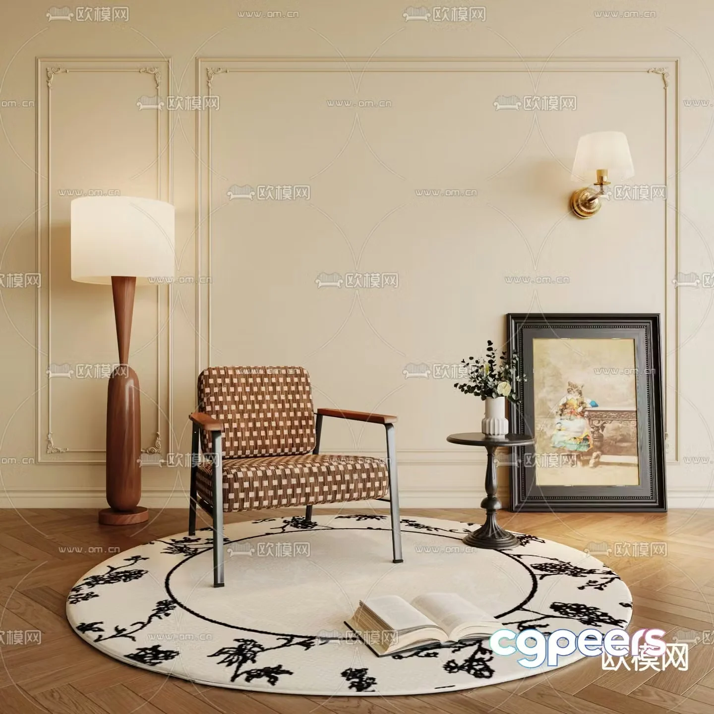 French lounge chair 3d model