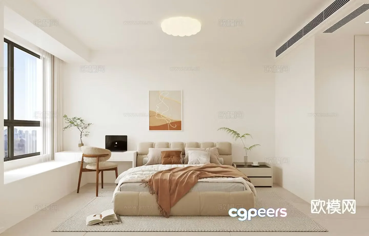 Cream style bedroom master bedroom 3d model