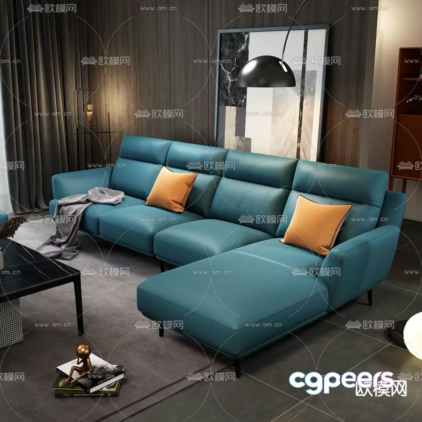 multi-person sofa corner sofa 3d model