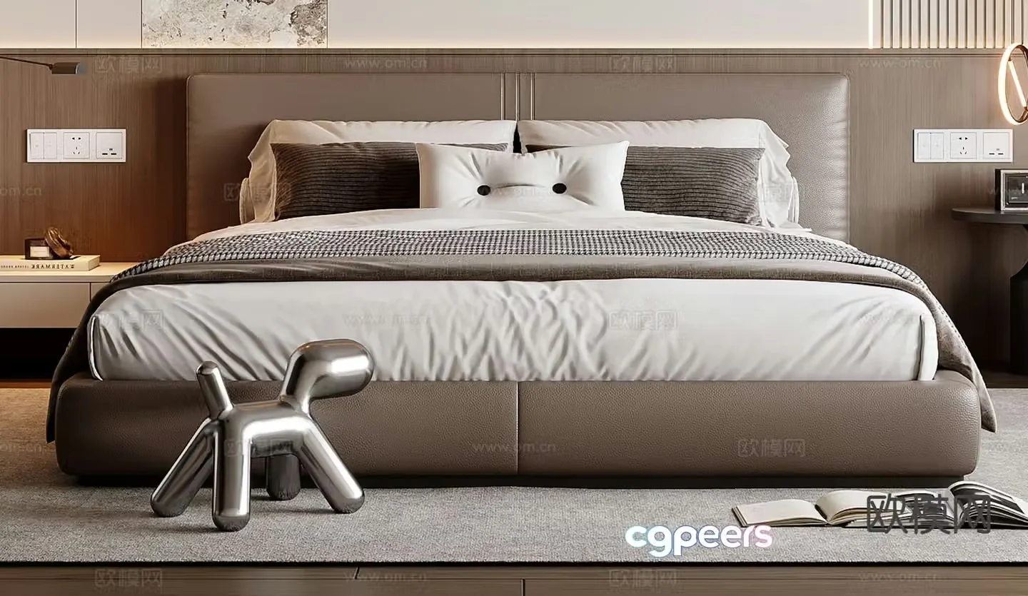 Italian double bed 3d model
