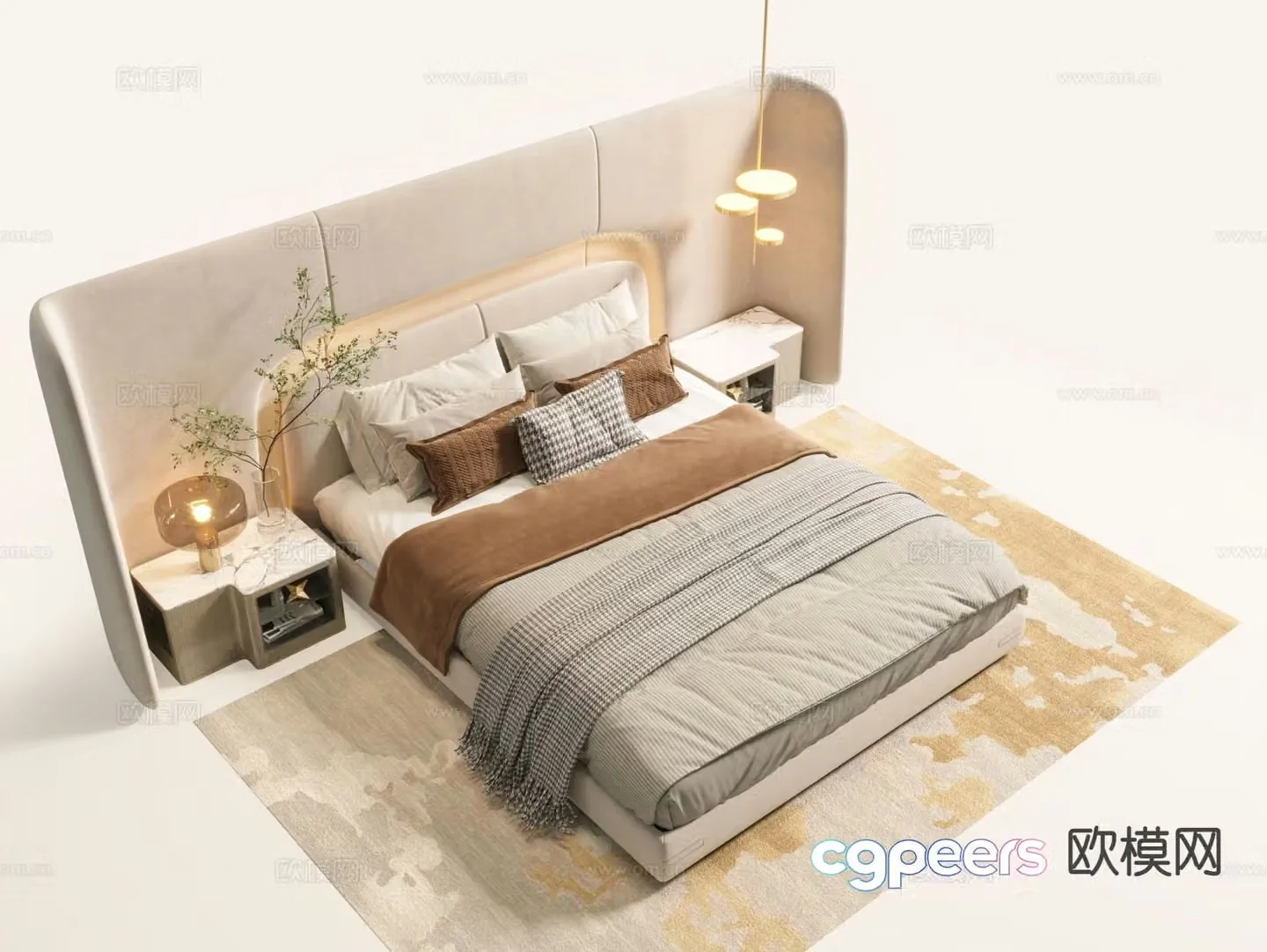 Minotti double bed 3d model