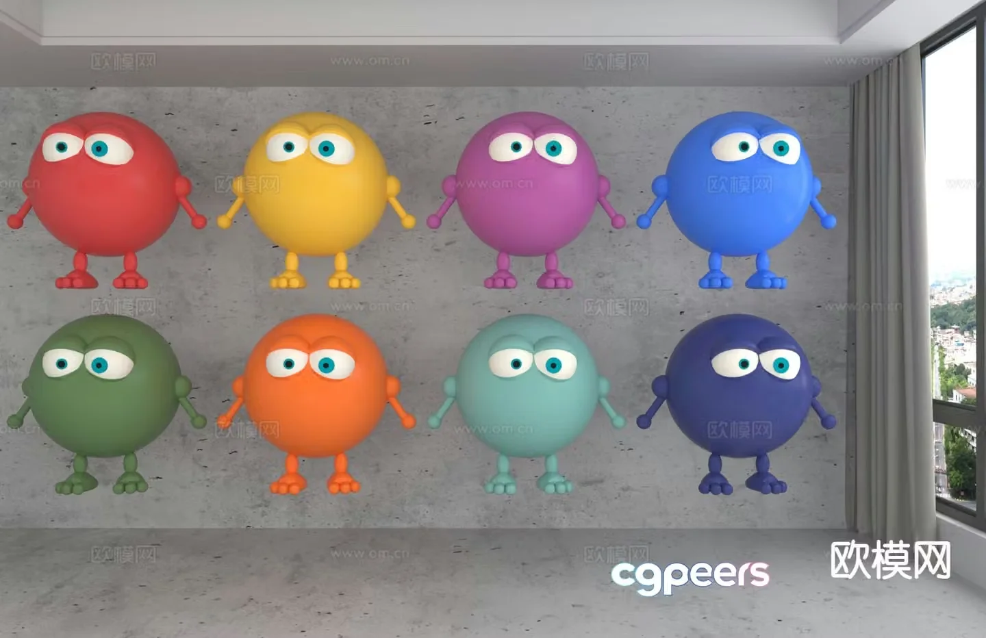 Modern cartoon trendy ornaments 3D model