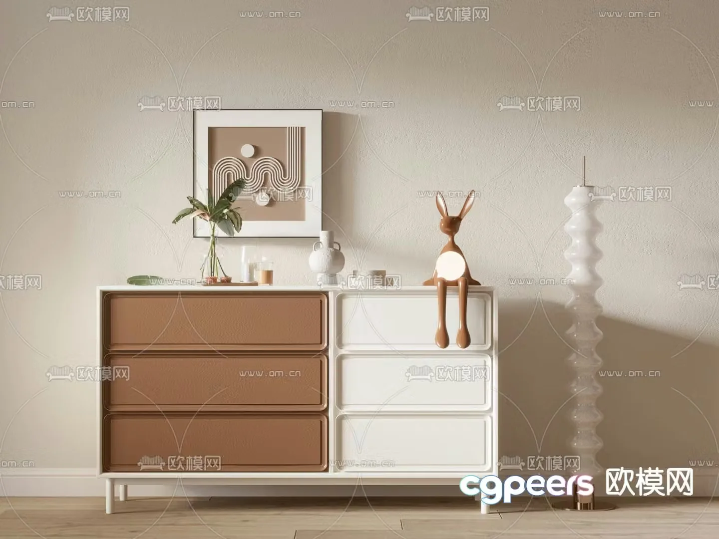 Modern porch cabinet low shoe cabinet end view cabinet 3D model