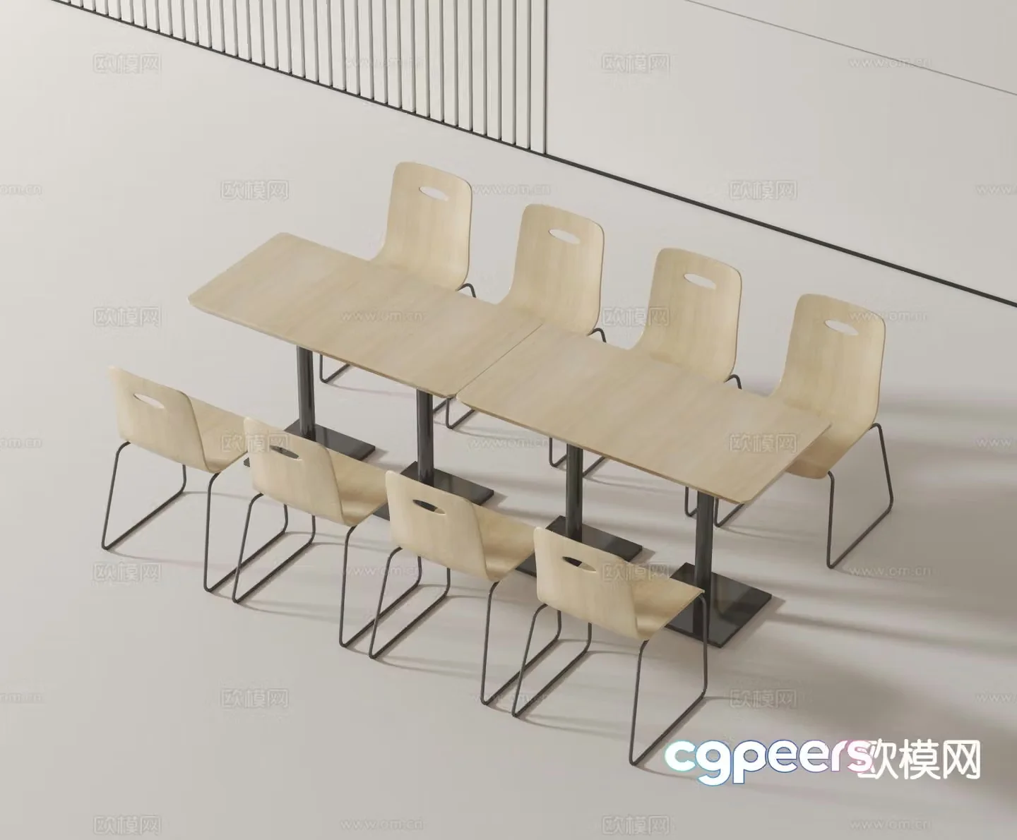 Modern dining table and chairs 3d model