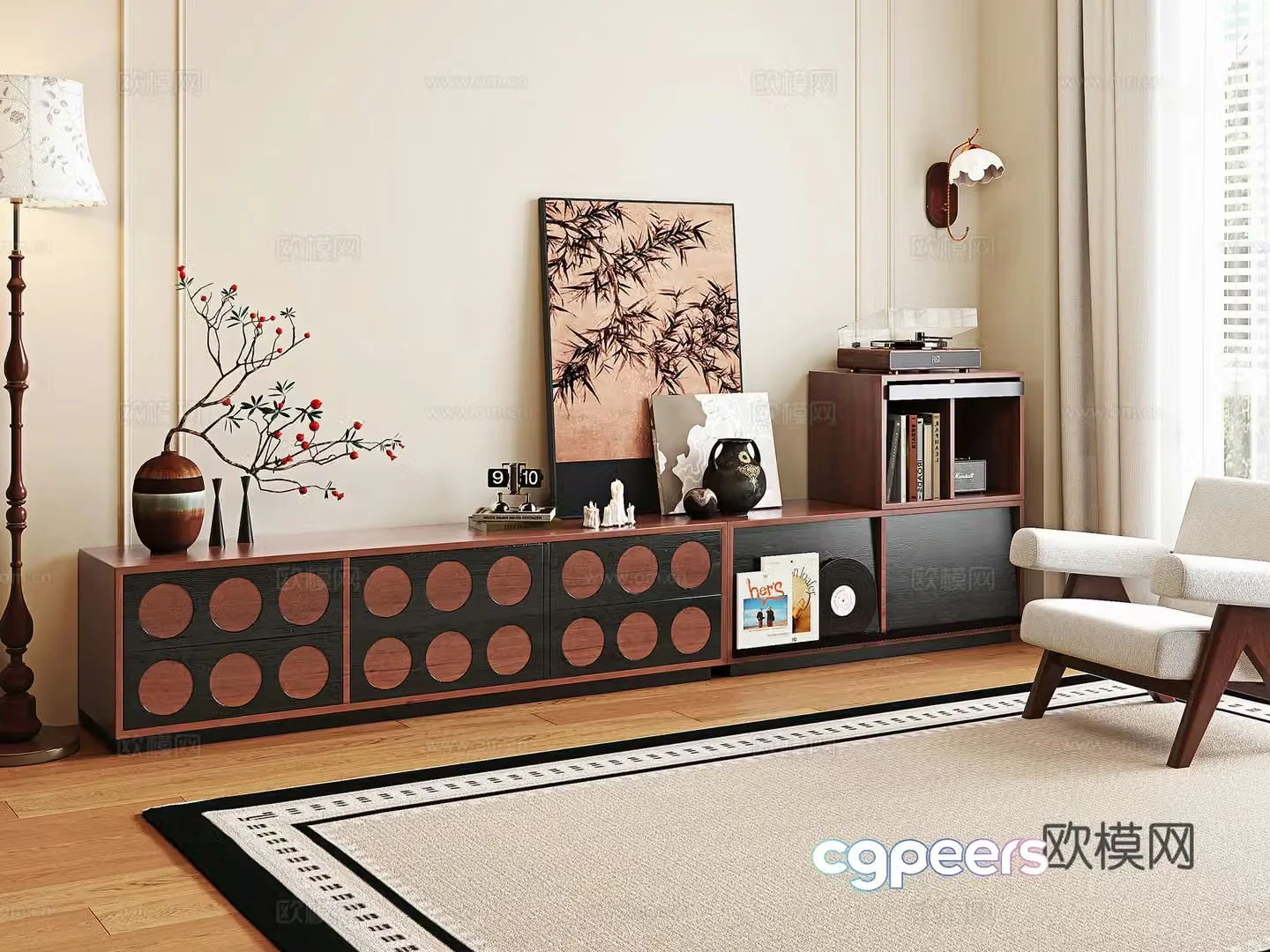 Medieval style TV cabinet side cabinet record cabinet 3D model