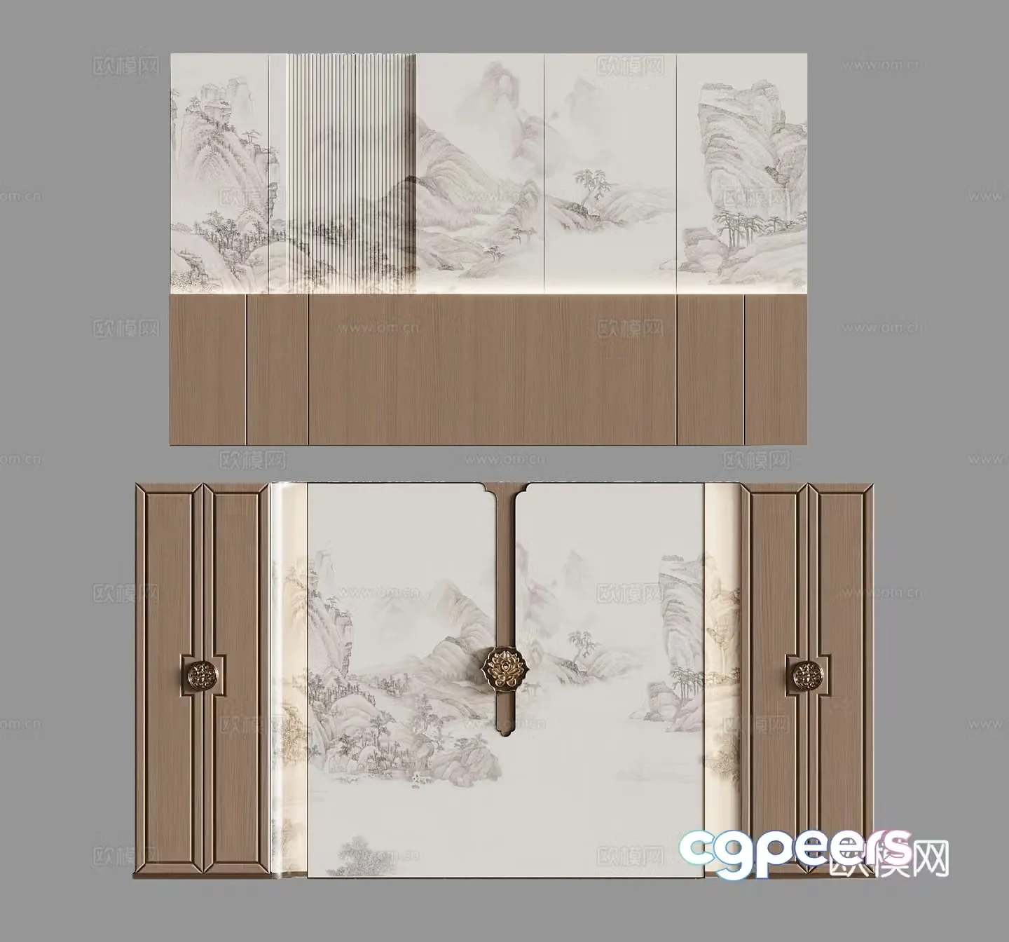 Background wall New Chinese style background wall 3d model