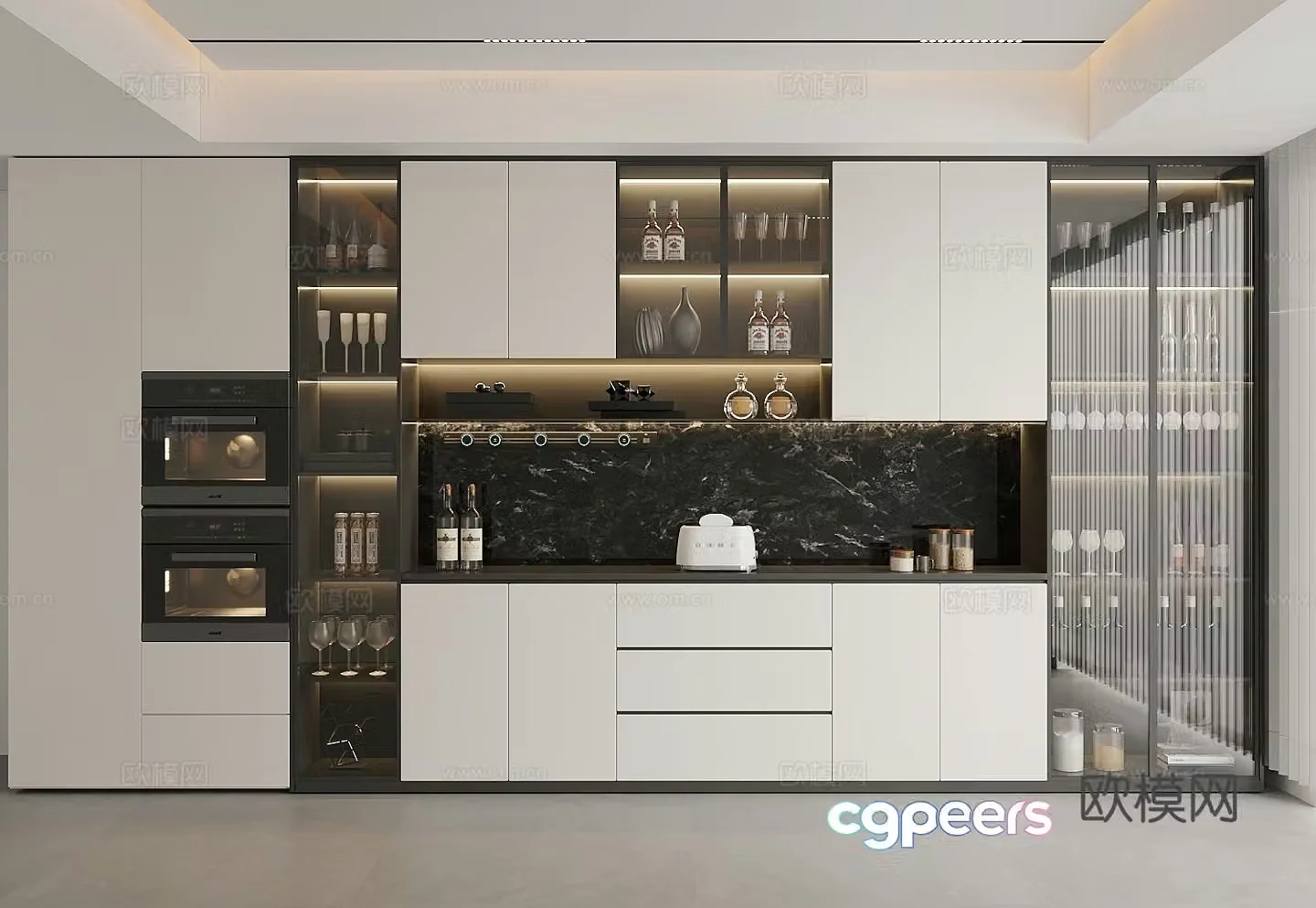 Modern wine cabinet sideboard 3D model