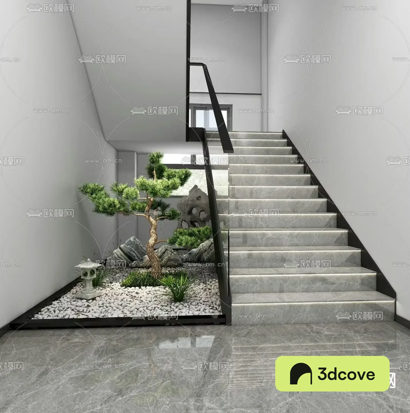 Modern stairwell aisle view