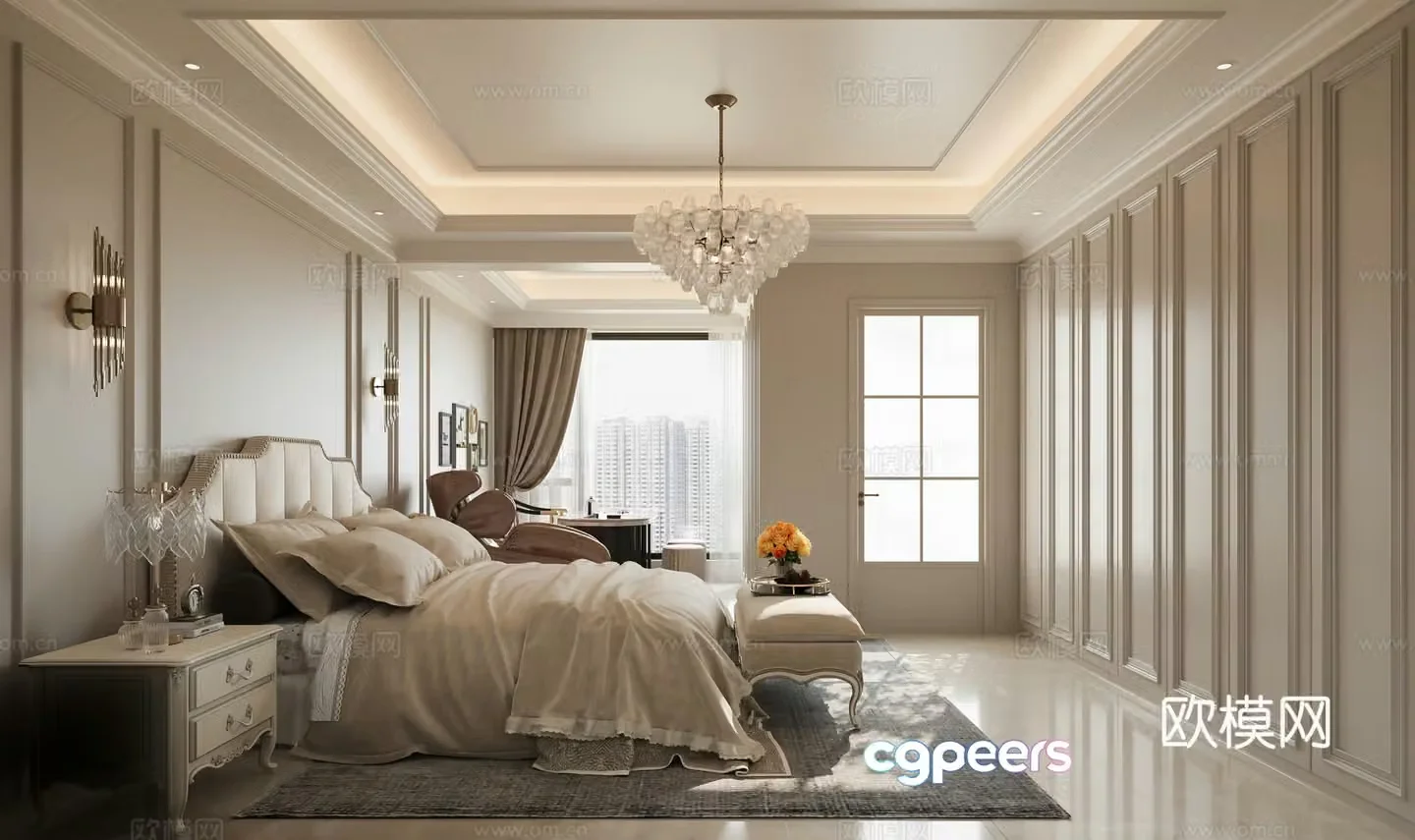 French home bedroom American home bedroom European home bedroom 3d model