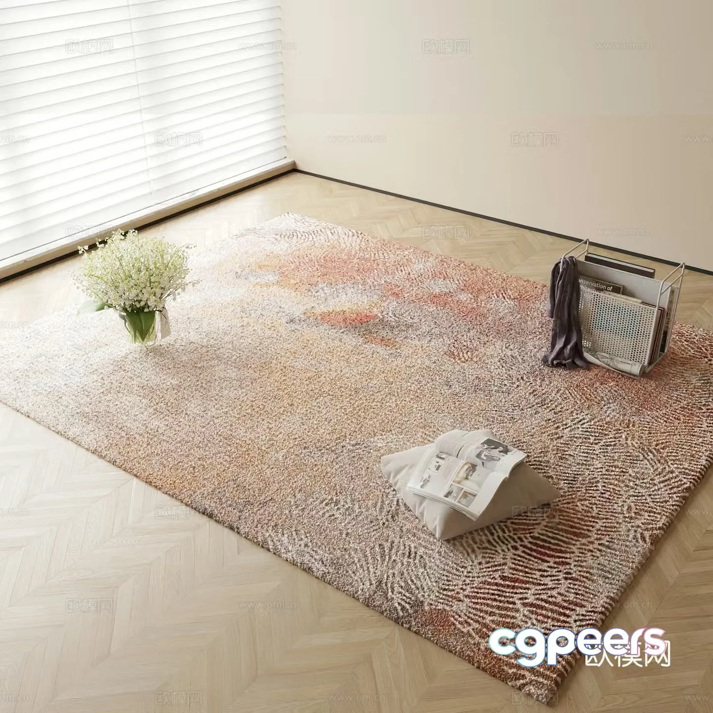 abstract carpet square rug 3d model