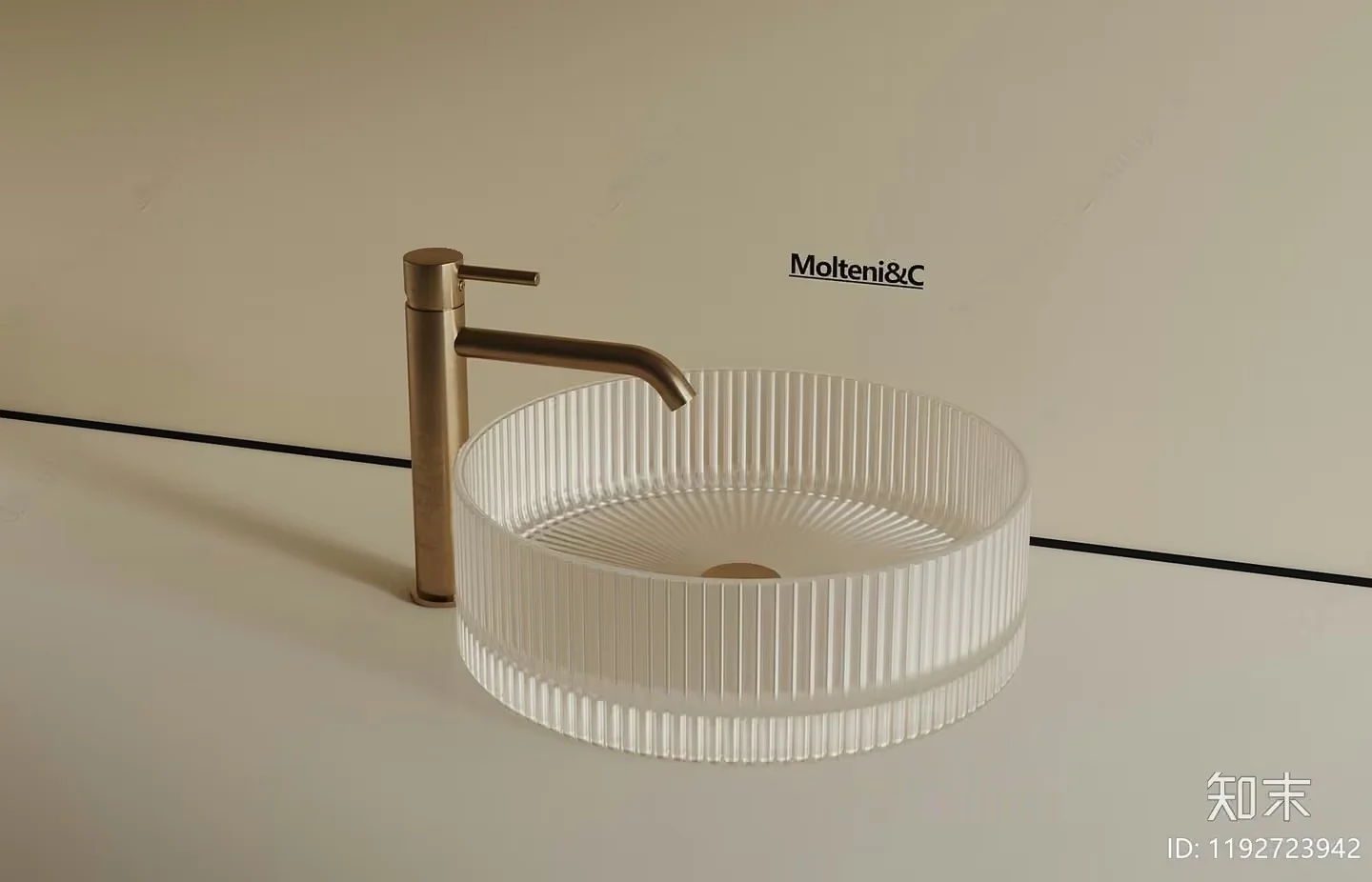 A Sink With A Gold Faucet 3D Model – 23688 – VRAY Render