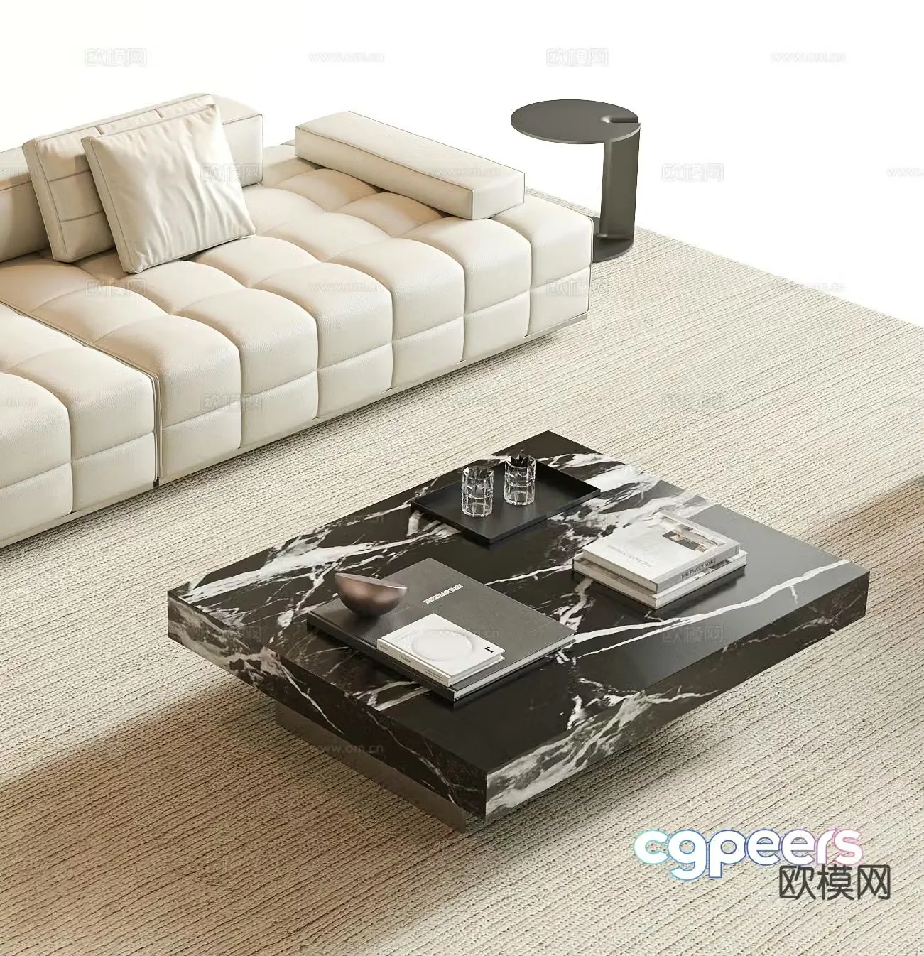 Square coffee table marble coffee table 3d model