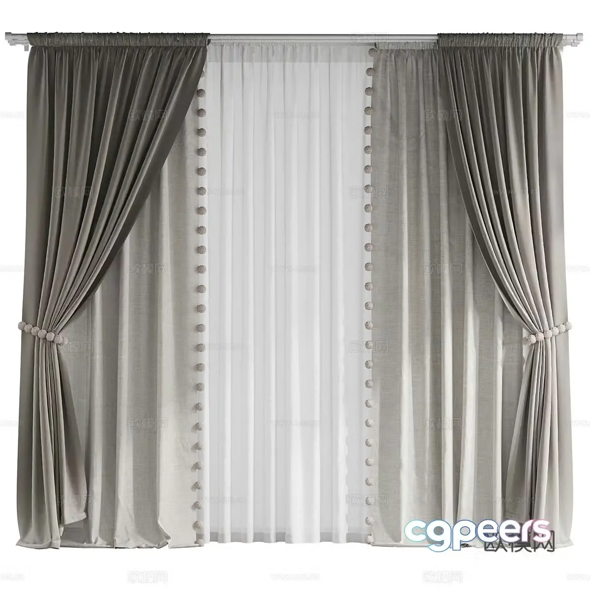 Modern children’s curtains fabric curtains 3d model