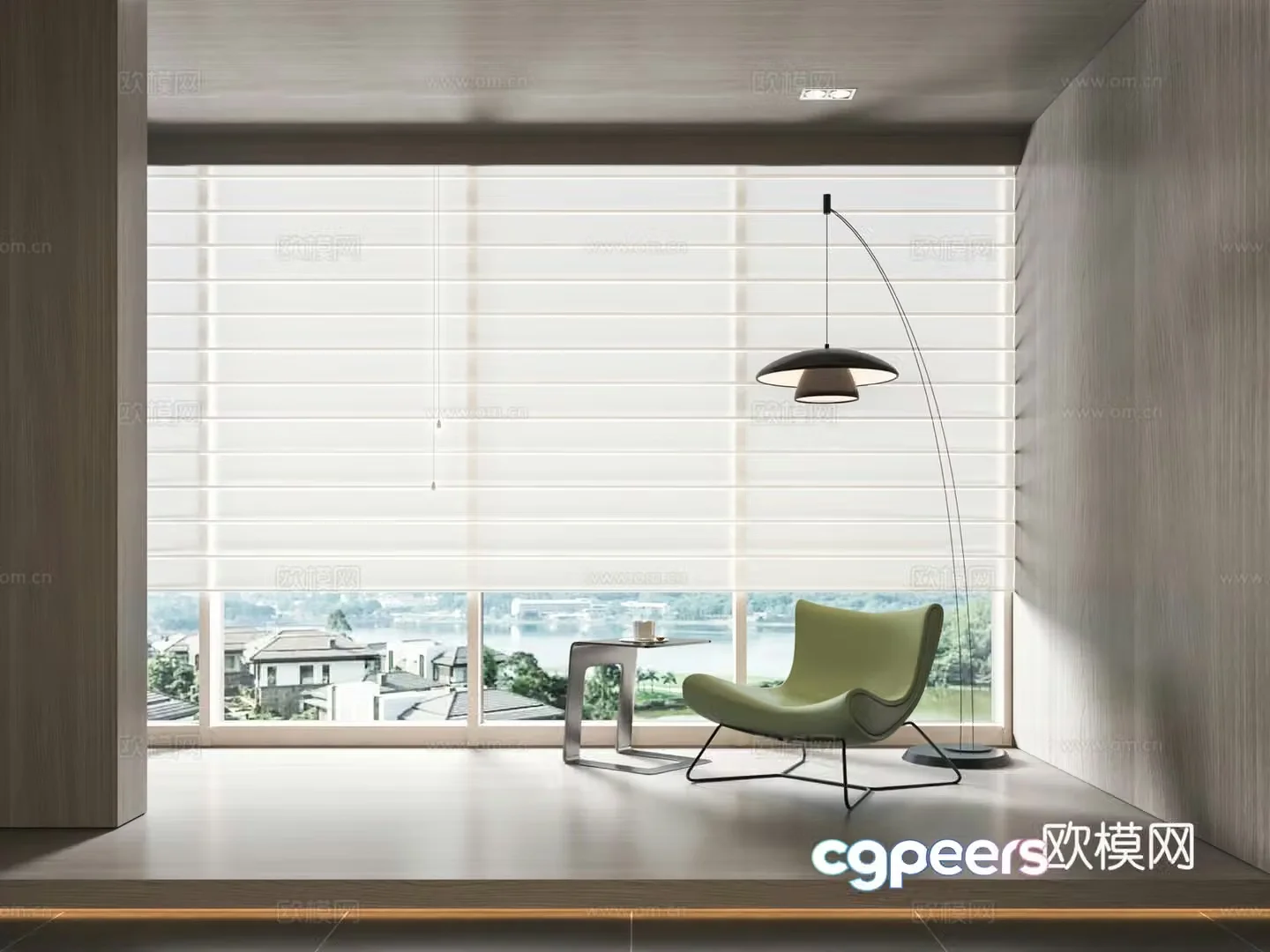 Modern chair curtain gauze curtain floor lamp single chair coffee table side table corner table leisure chair 3d model