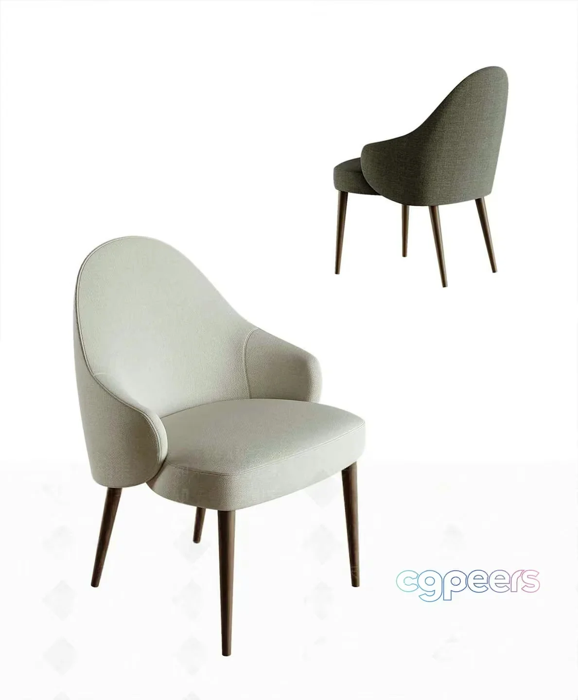 Gray Upholstered Chair 3D Model – 3839 – VRAY Render
