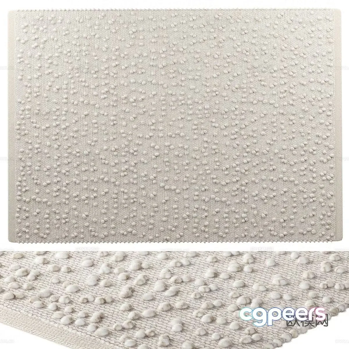 Modern cream style wool fabric carpet 3d model