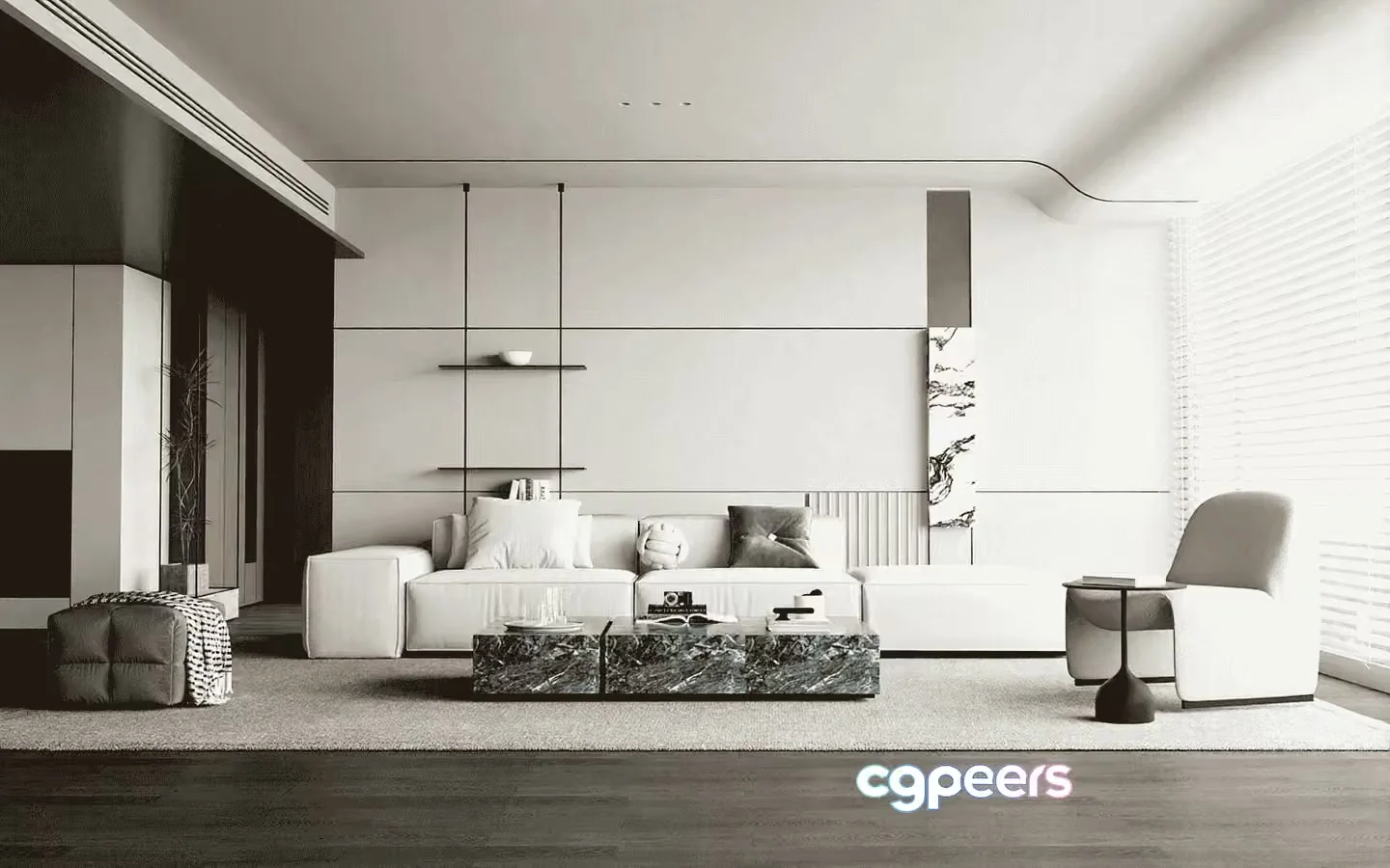 Modern Living Room 3D Model – 15394 – VRAY Render