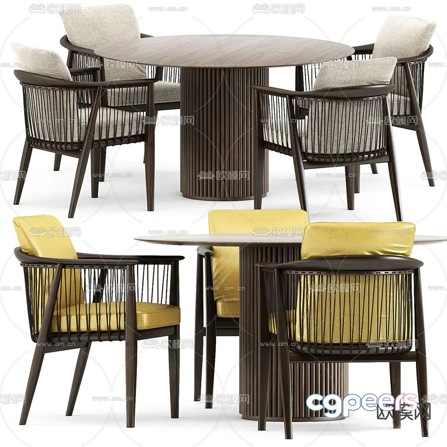 Modern Dining Table And Chairs 3D Model – 23029 – CORONA Render