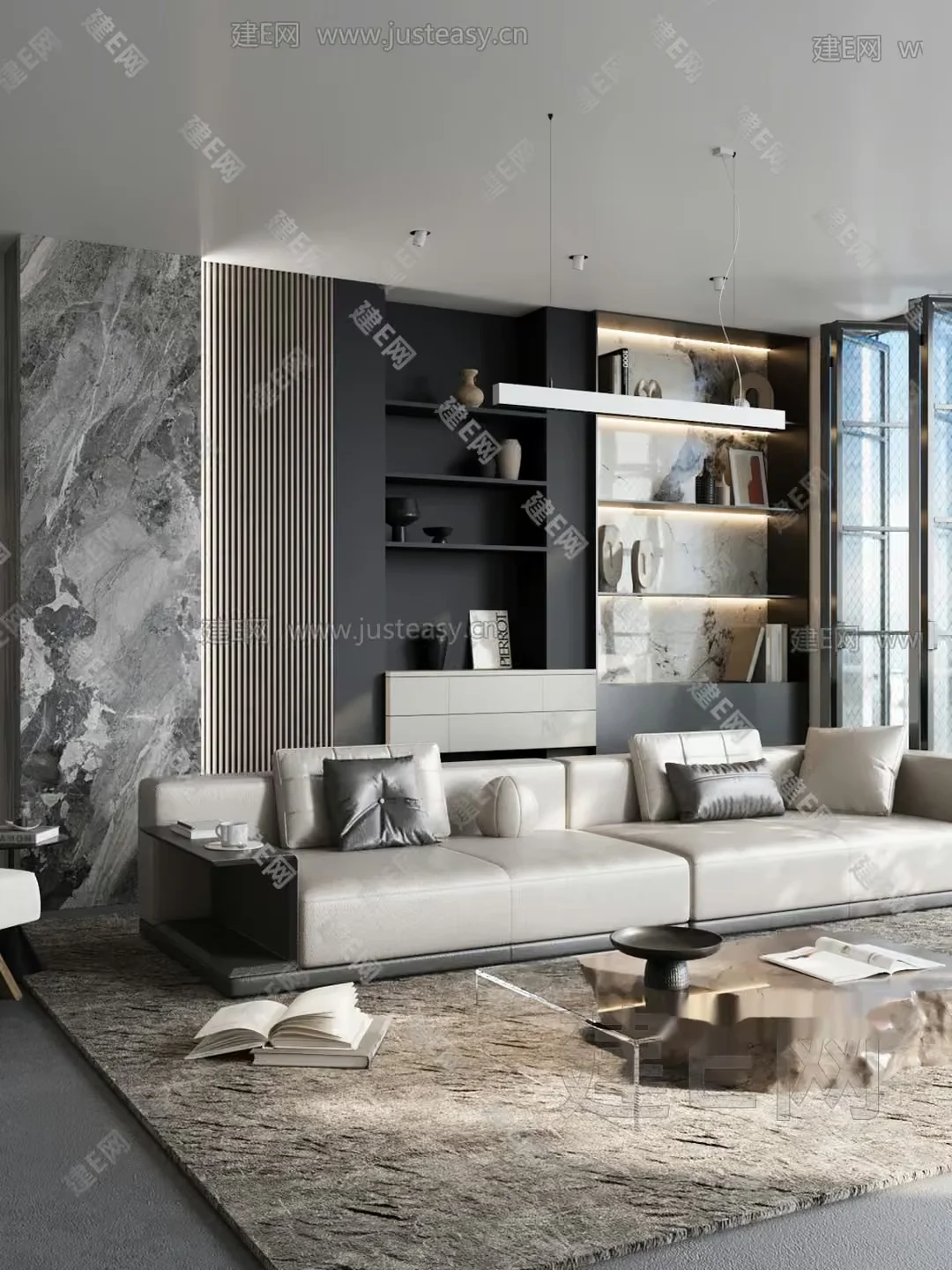 Modern Living Room 3D Model – 7114 – VRAY Render