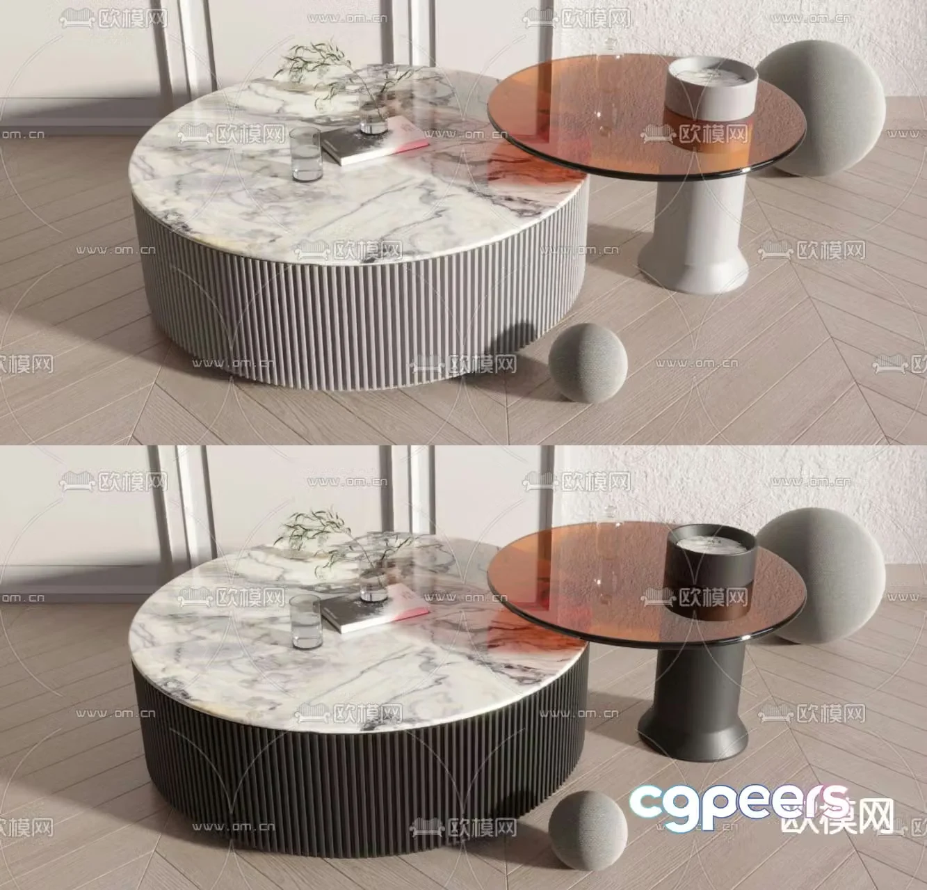 Modern double coffee table 3d model