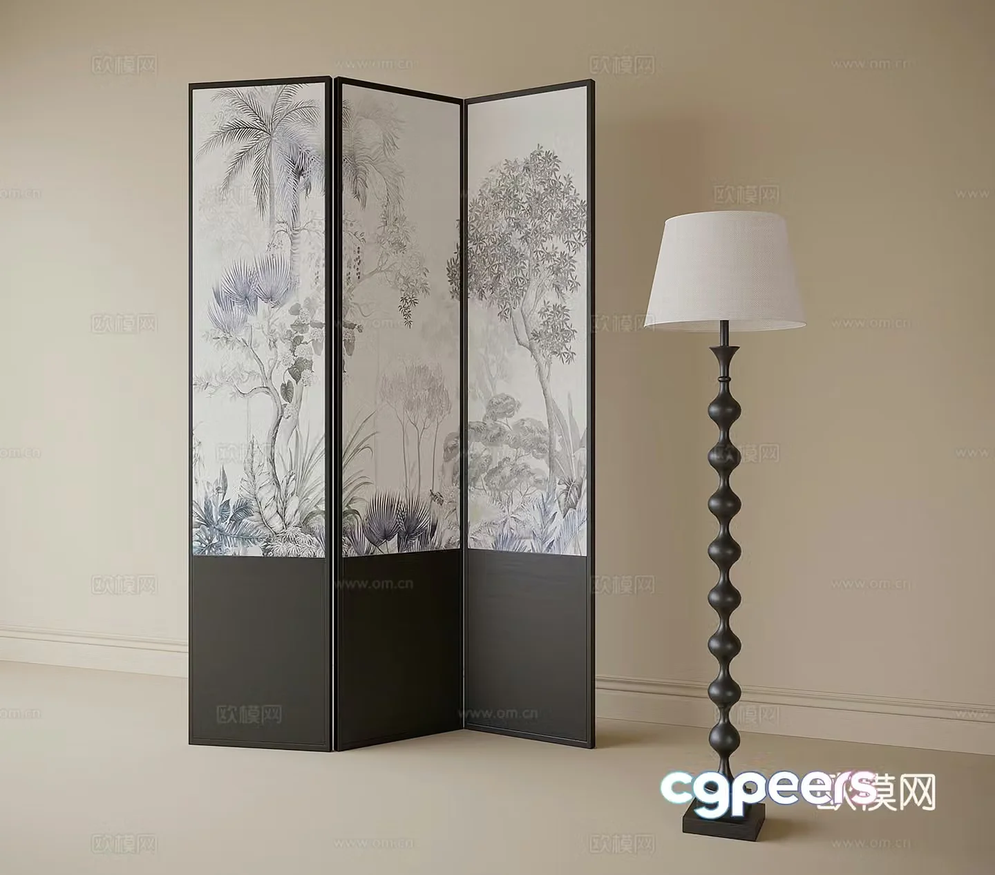 French screen floor lamp 3d model