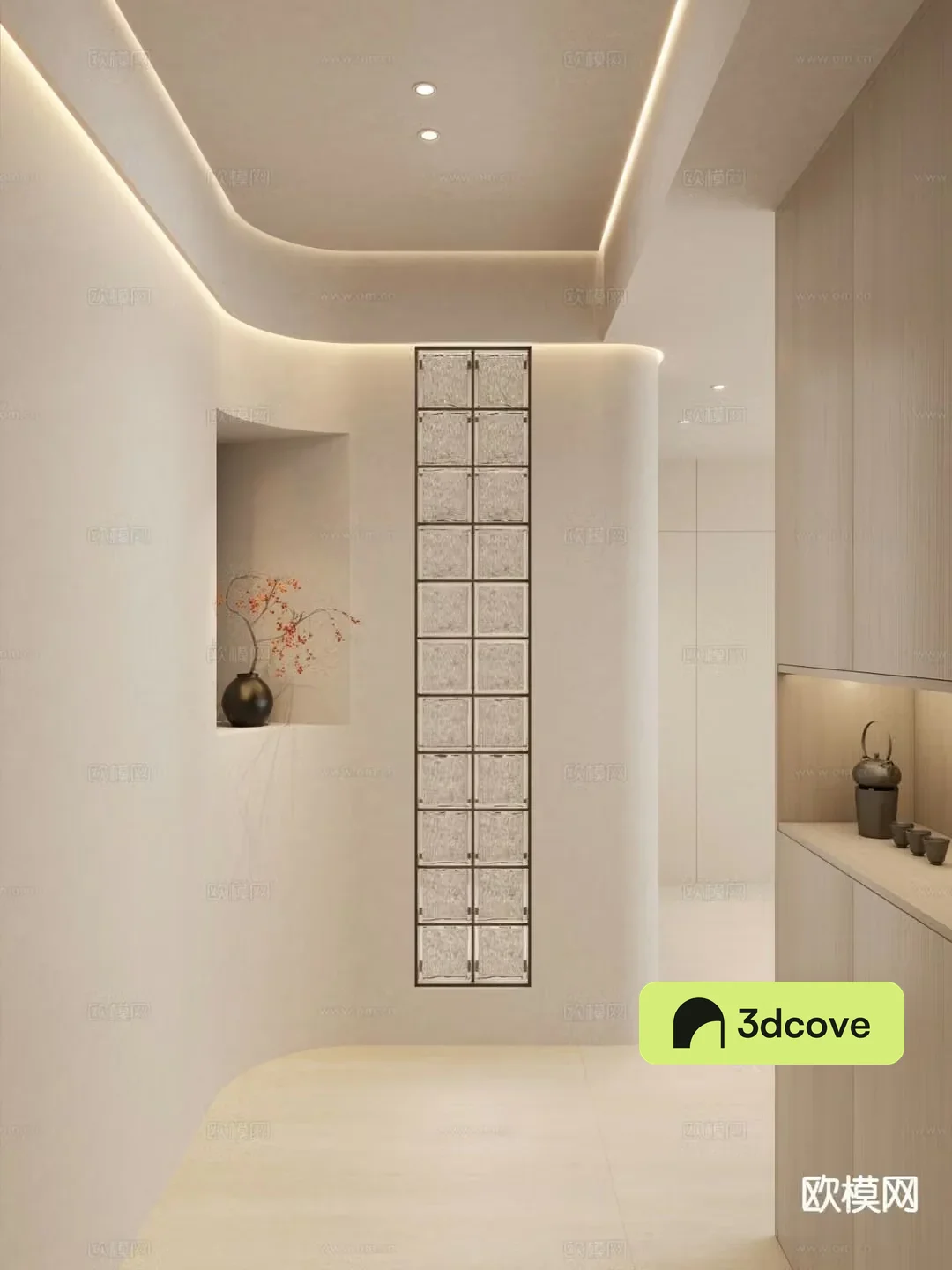 Cream style entrance hall aisle facing wall