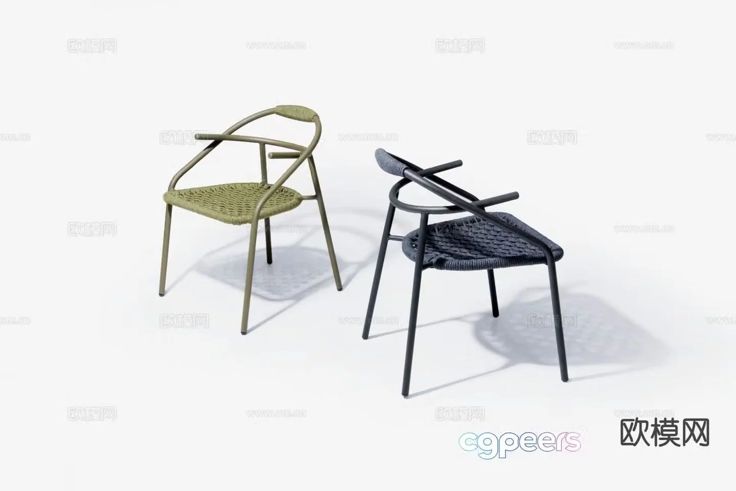 Modern outdoor chair patio chair rope leisure chair 3d model