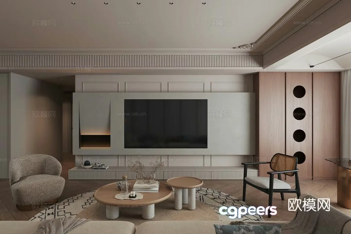 Modern medieval style living and dining room furnishings 3D model