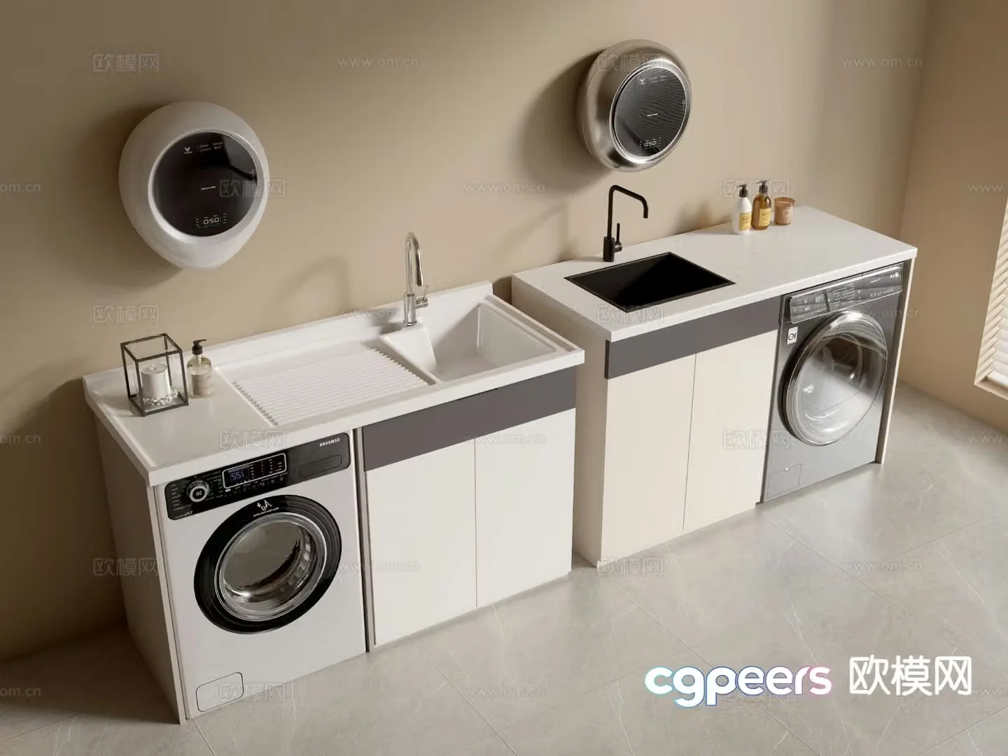 ins minimalist style cabinet integral cabinet washing machine cabinet balcony cabinet 3d model