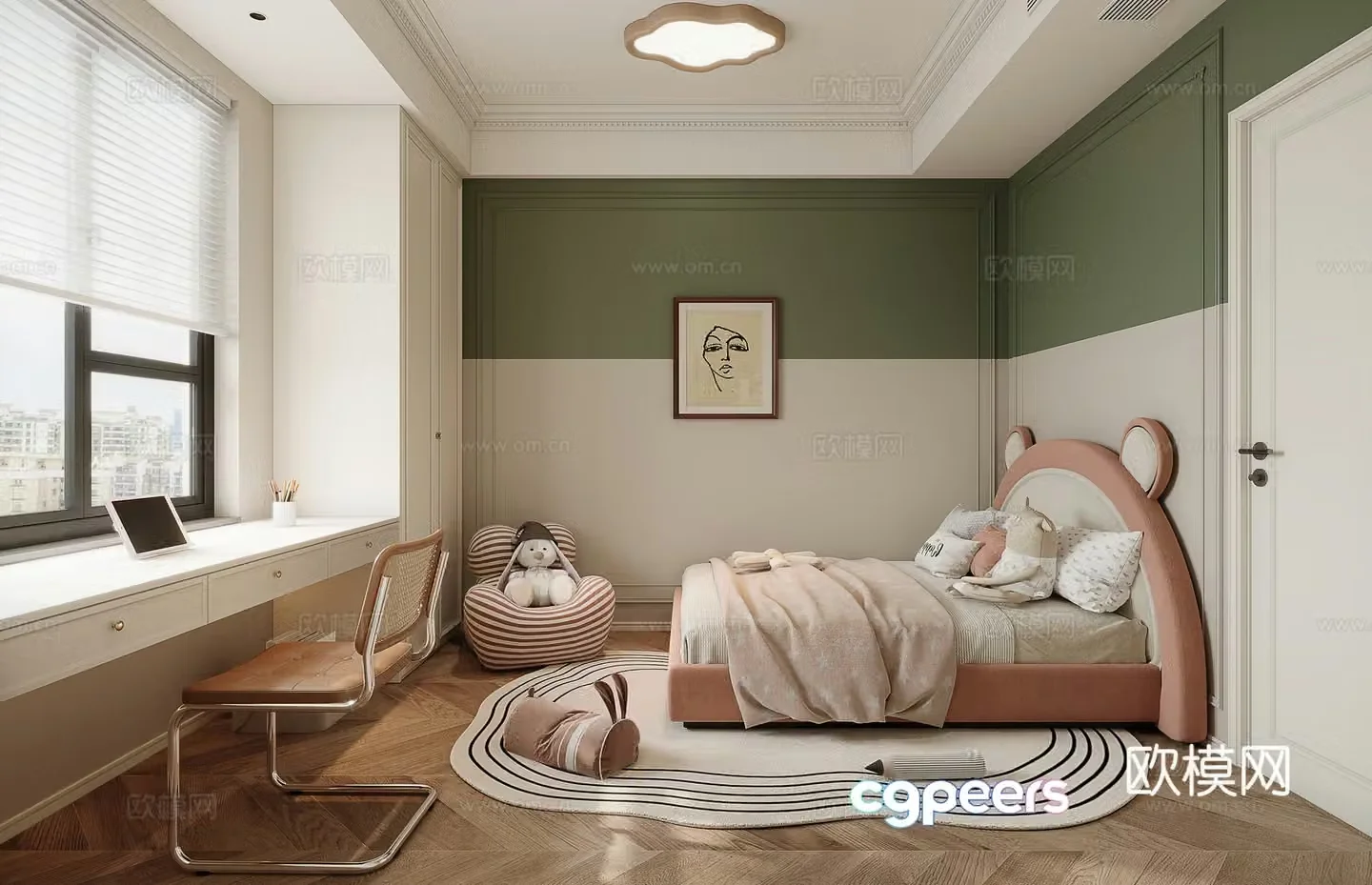 French creamy girl room 3d model