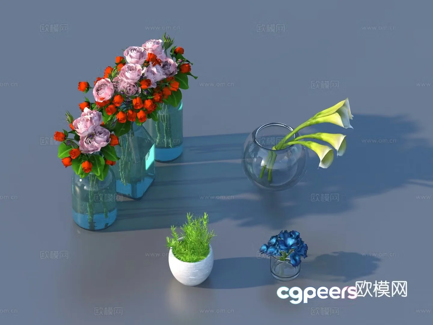 Flowers flower ornaments flower pots potted plants green plants plant 3d model