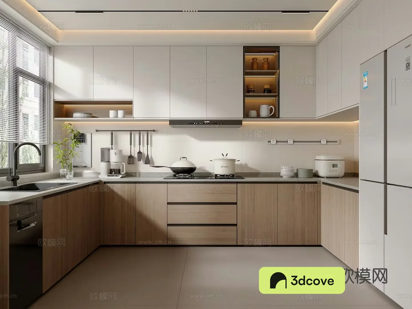 Creamy Kitchen Cabinet Refrigerator Kitchen Appliances Kitchen Supplies