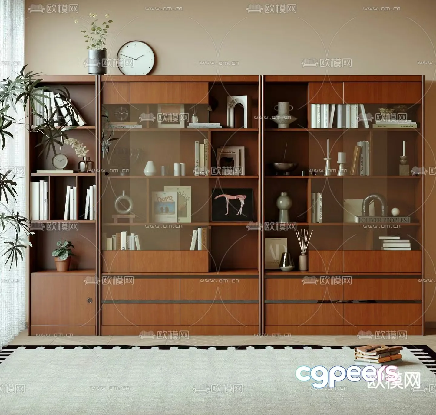 Medieval style bookcase storage cabinet decorative cabinet 3D model