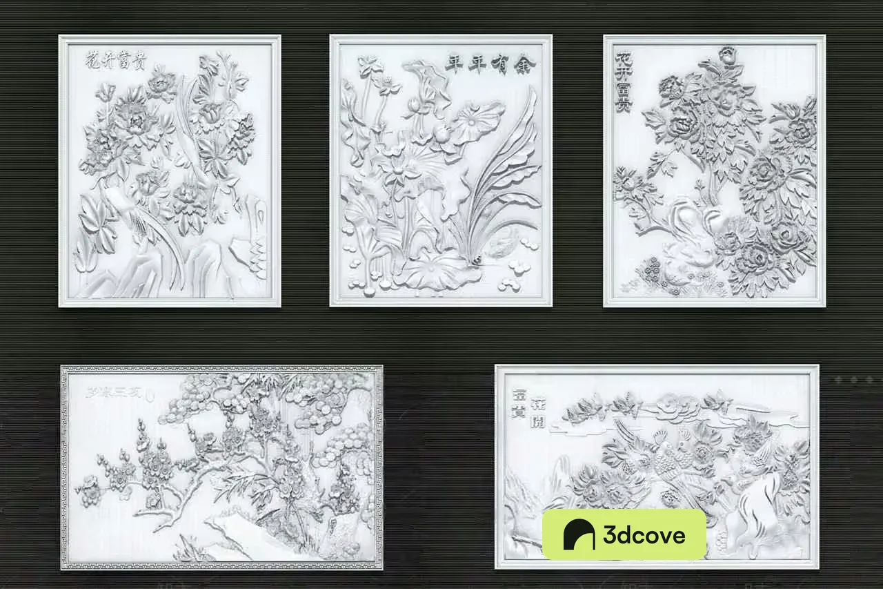 A Collection Of Five 3D Wall Art Pieces