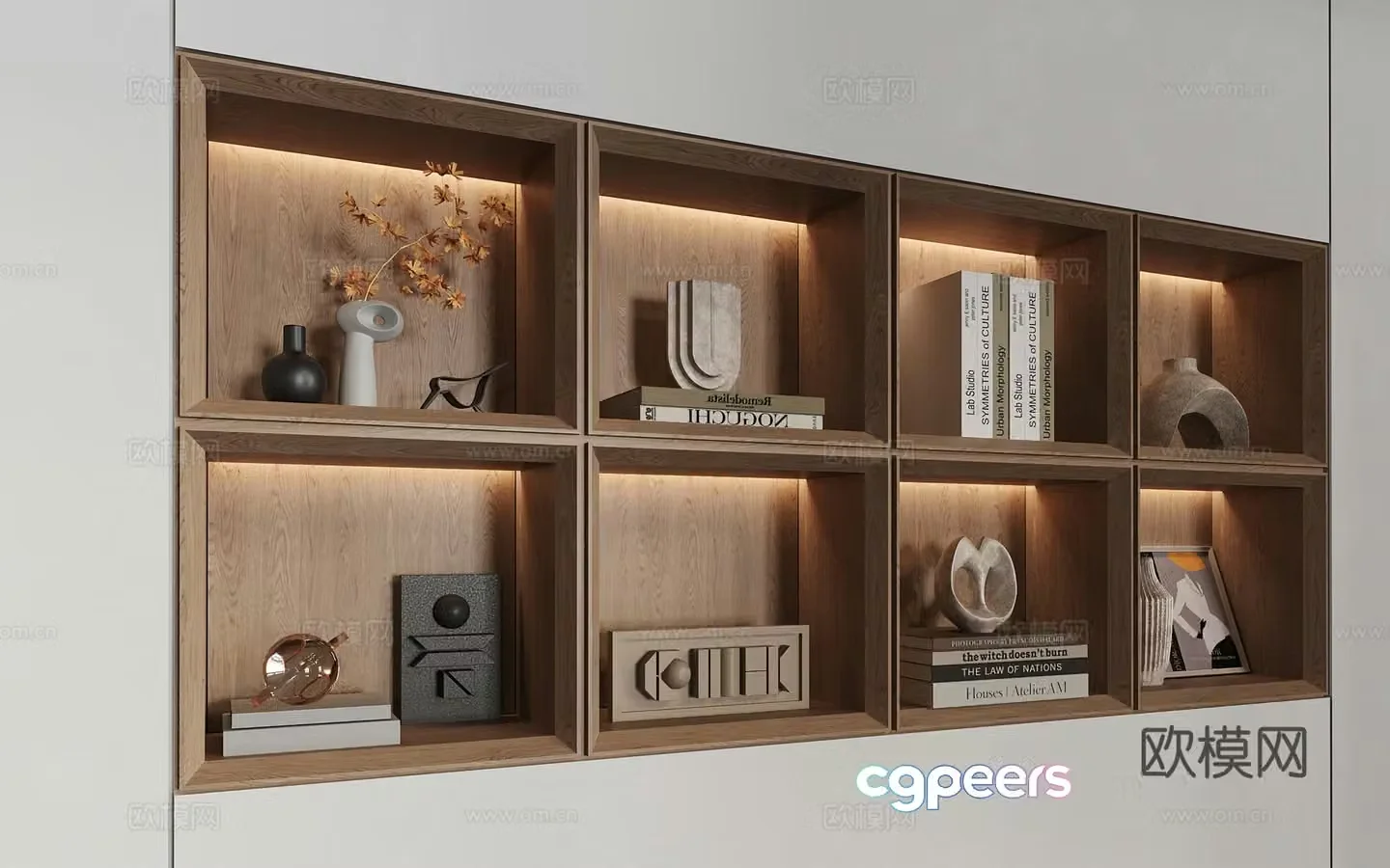 Wabisa Bookcase Alcove Book Sculpture Ornaments 3D Model