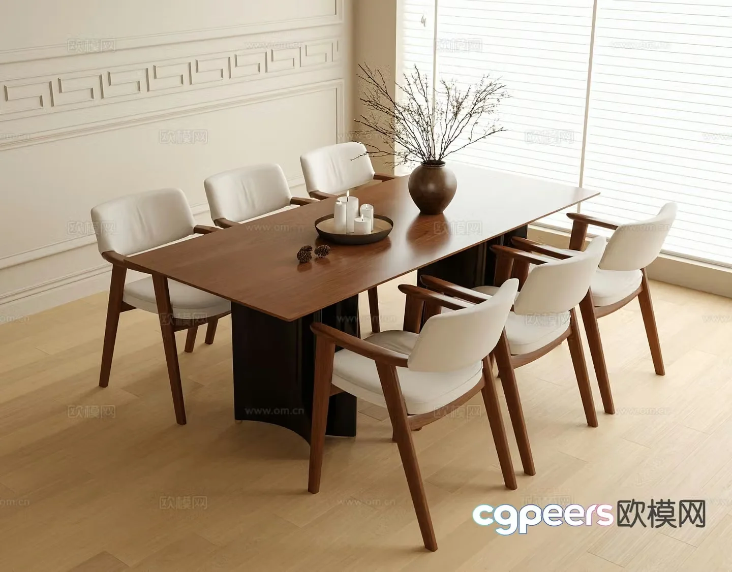 Nordic dining table and chairs 3d model