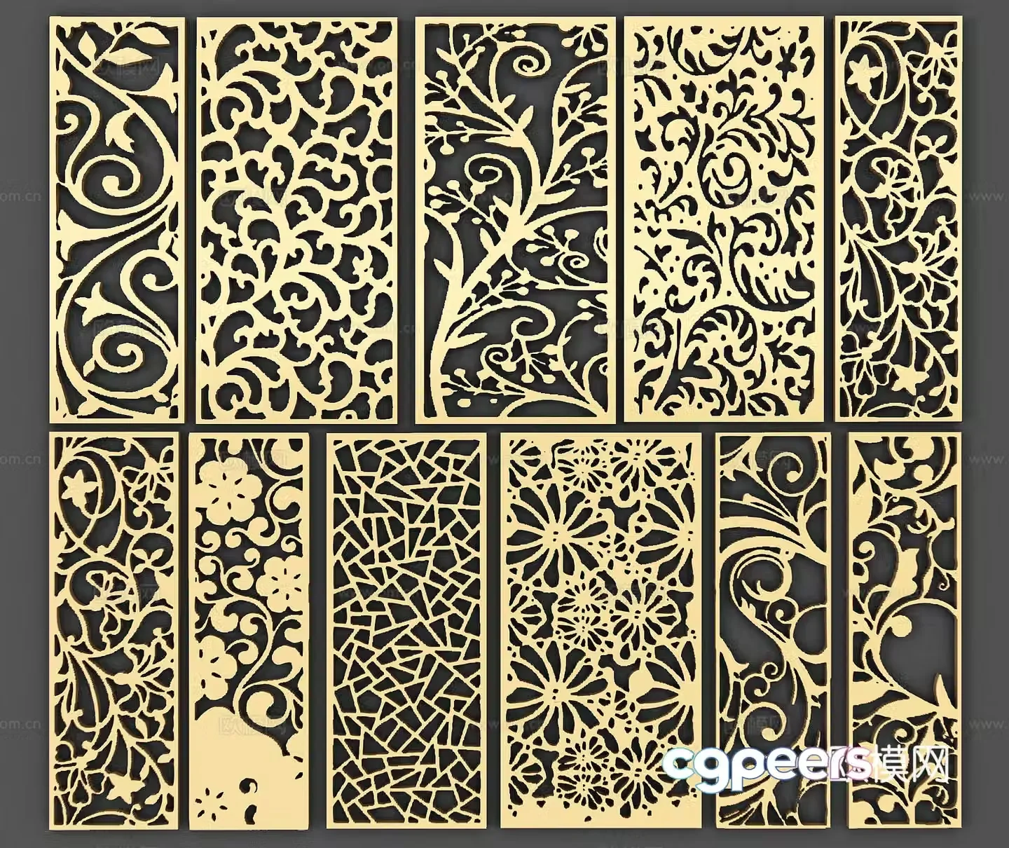 Metal screen partition Hollow screen partition Titanium stainless steel screen partition 3D model