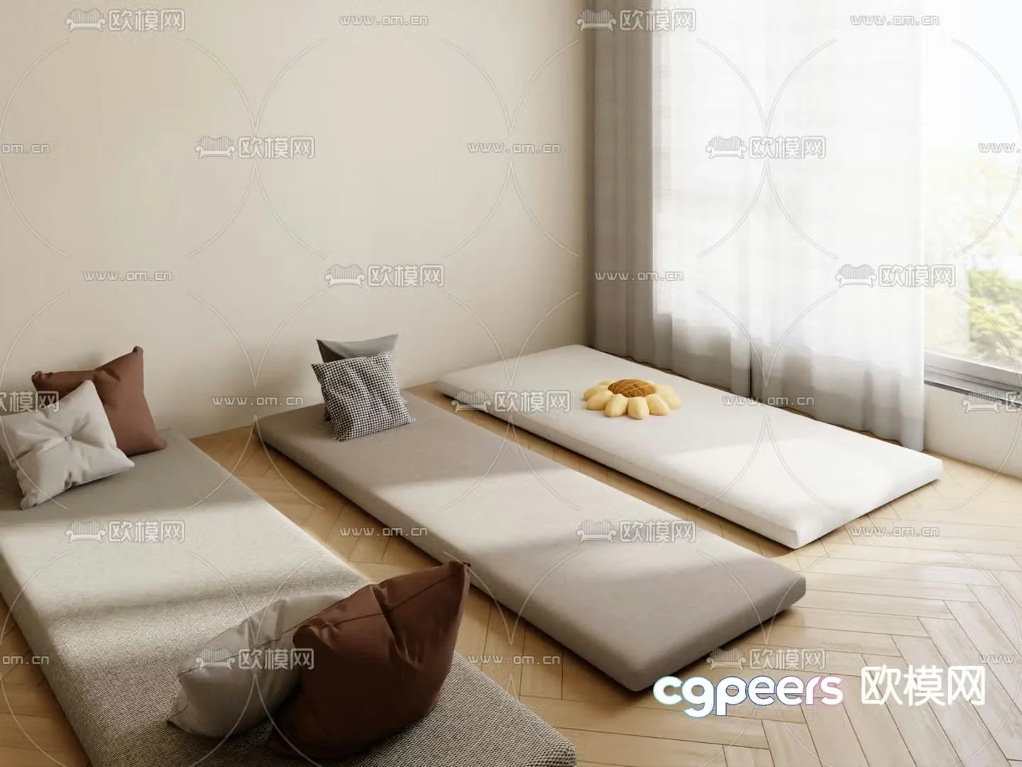 Cushion bay window cushion 3d model