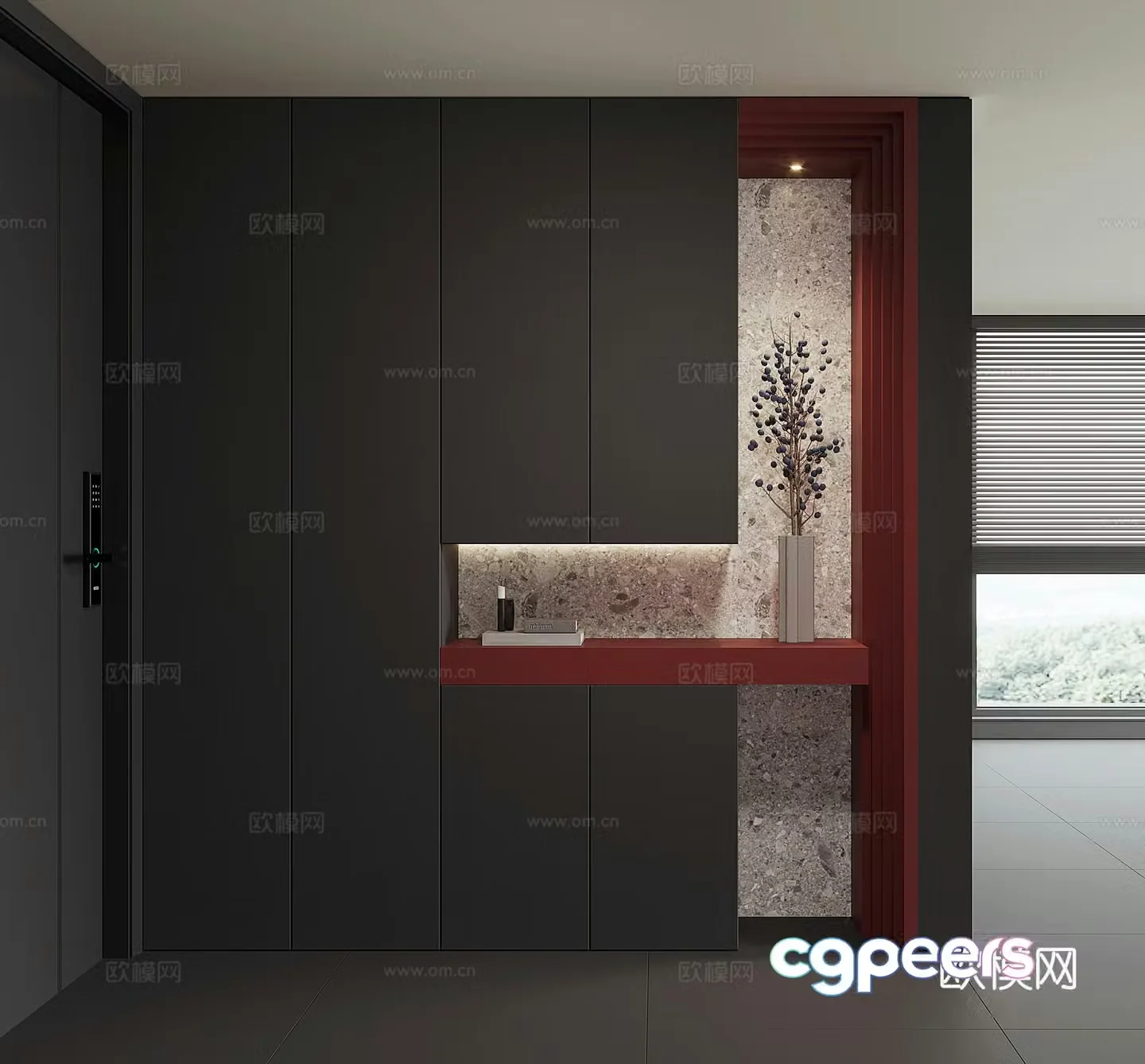Modern home entrance shoe cabinet 3D model