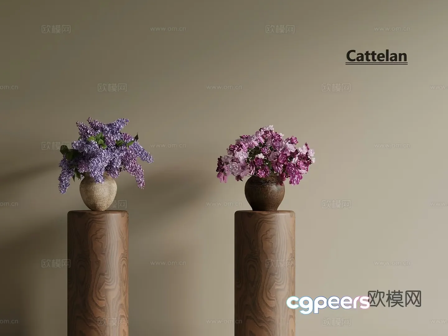 A Pair Of Vases With Flowers 3D Model – 13004 – VRAY Render